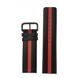 Lederband schwarz rot, 24mm 
